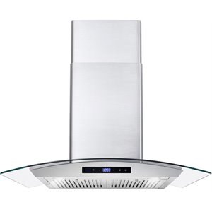 Pemberly Row 380 CFM Ducted Wall Mount Stainless Steel Range Hood - Silver