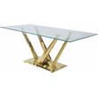 Pemberly Row Modern Dining Table in Clear Glass and Mirrored Gold