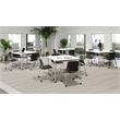 Pemberly Row 42in Square Dining Set - White/Silver Table - Navy Chairs w/Casters