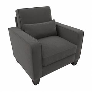 Pemberly Row Accent Chair with Arms in Charcoal Gray Herringbone Fabric