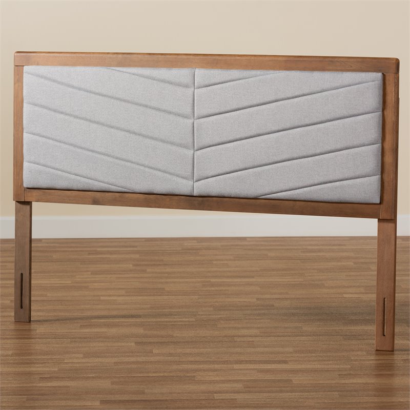 Pemberly Row Light Gray and Brown Finished Wood King Size Headboard
