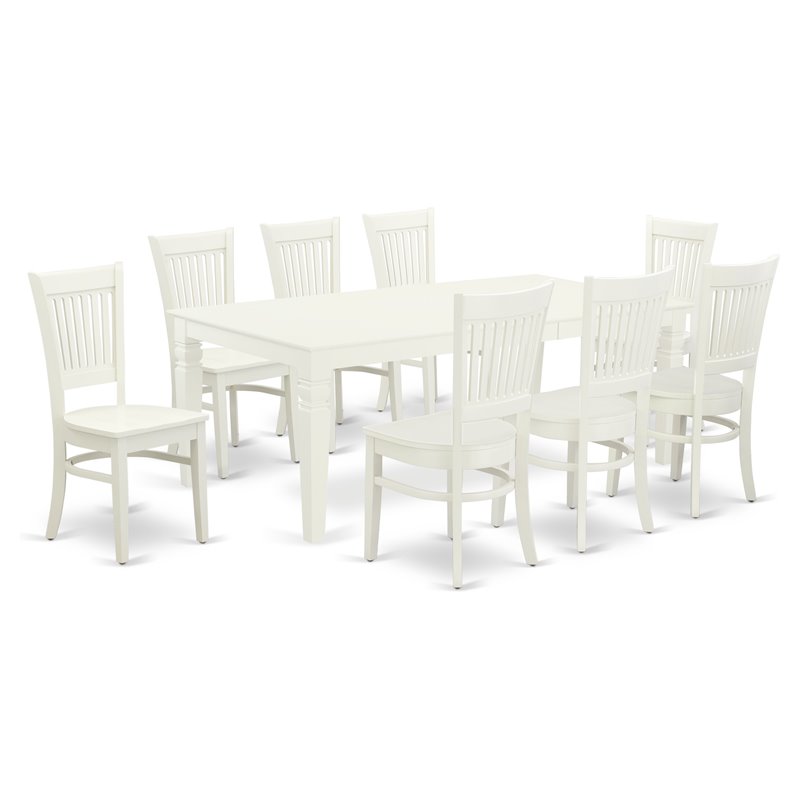 Pemberly Row 9-piece Wood Table and Dining Chairs in Linen White