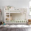Pemberly Row Twin over Twin Wood Stackable Slat Bunk Bed in White