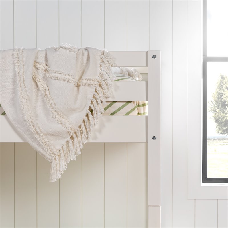 Pemberly Row Twin over Twin Wood Stackable Slat Bunk Bed in White
