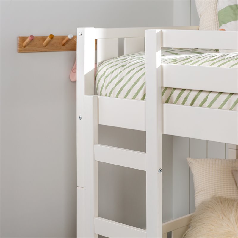 Pemberly Row Twin over Twin Wood Stackable Slat Bunk Bed in White