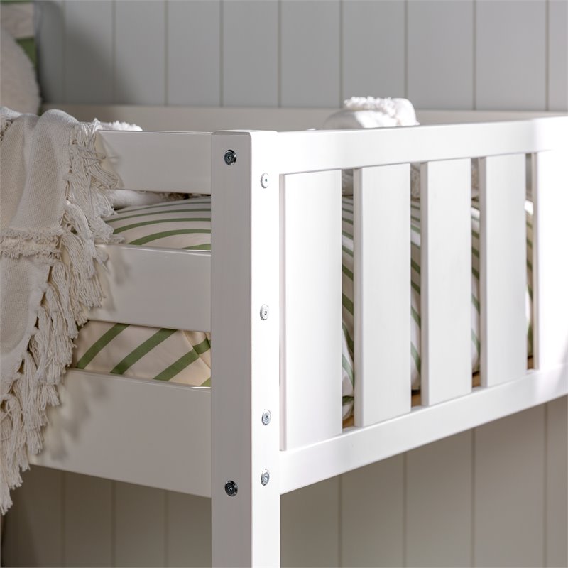 Pemberly Row Twin over Twin Wood Stackable Slat Bunk Bed in White