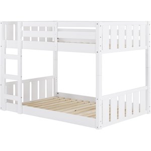 Pemberly Row Twin over Twin Wood Stackable Slat Bunk Bed in White