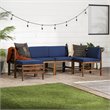 Pemberly Row 6PC Solid Wood Modular Sofa Set in Dark Brown/Navy Blue