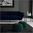 Pemberly Row Round Pouf in Teal Green Velvet Fabric with Woven Details