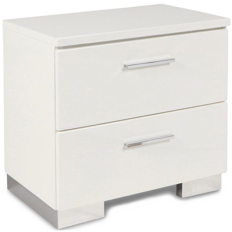 Pemberley Row Solid Wood White Nightstand Rectangular High Gloss 22.5