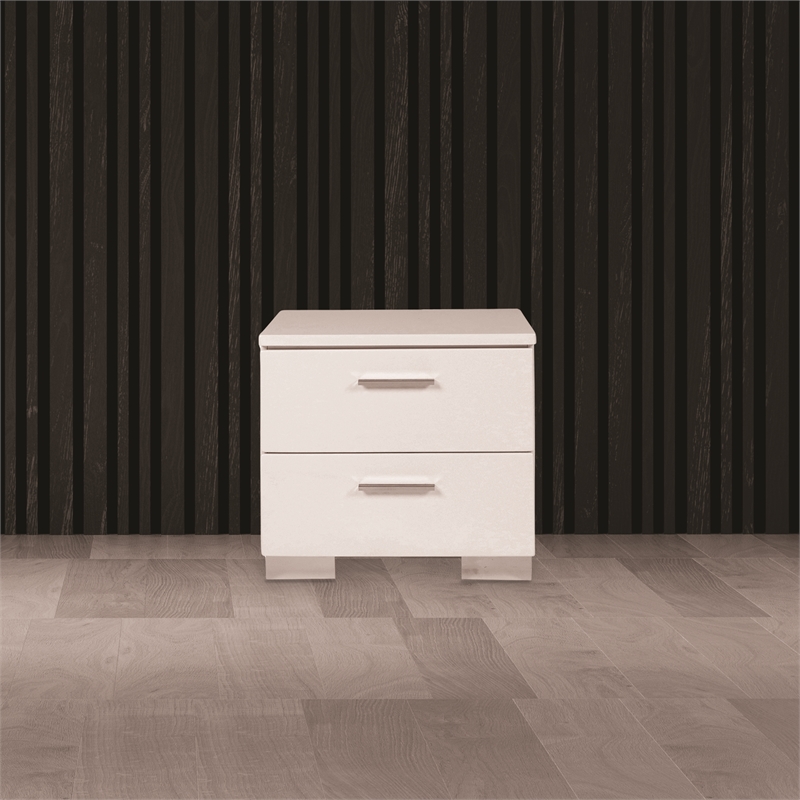 Pemberley Row Solid Wood White Nightstand Rectangular High Gloss 22.5