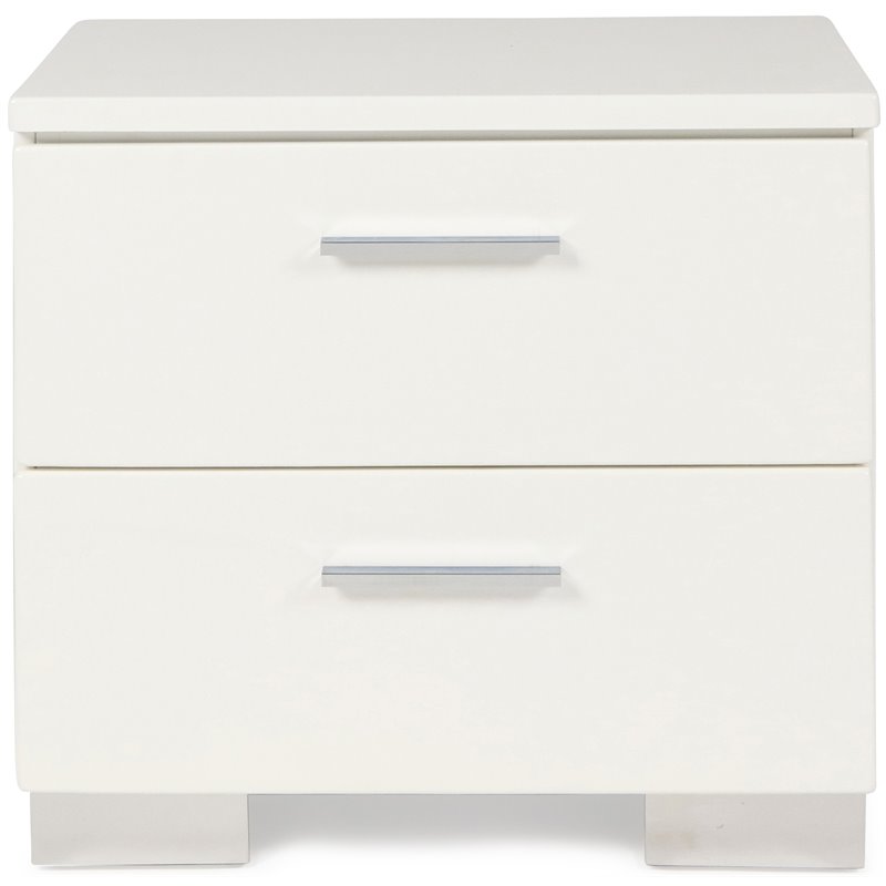 Pemberley Row Solid Wood White Nightstand Rectangular High Gloss 22.5