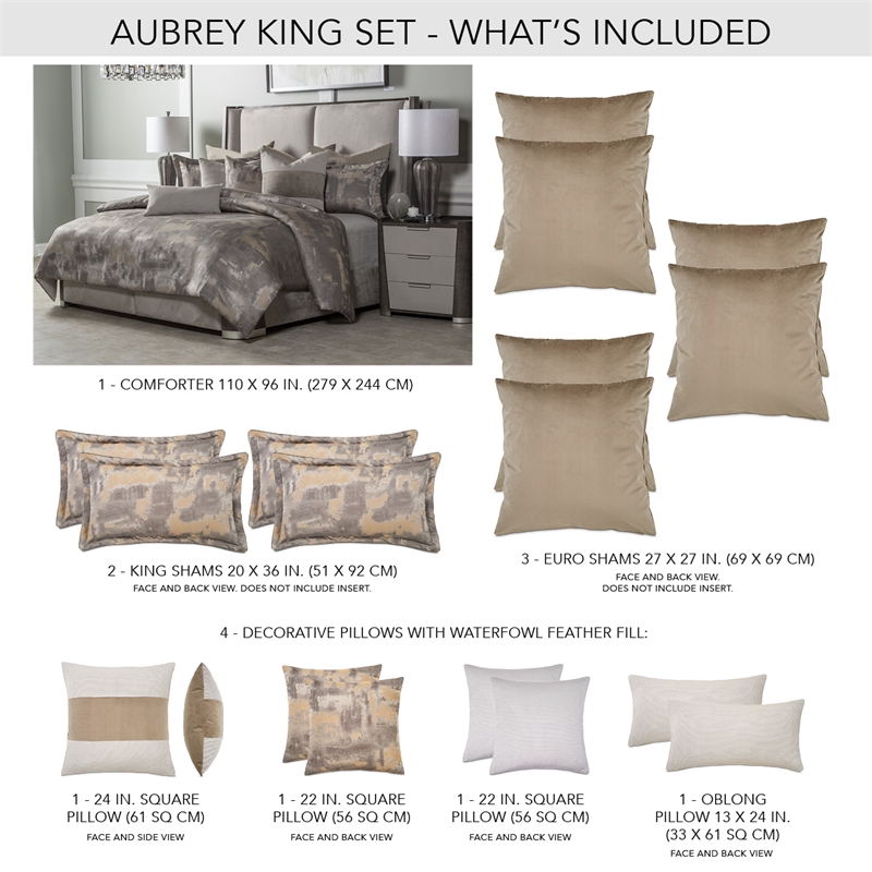 Pemberley Row Polyester Jacquard Patina Gray/Tan Comforter Set Modern King 110