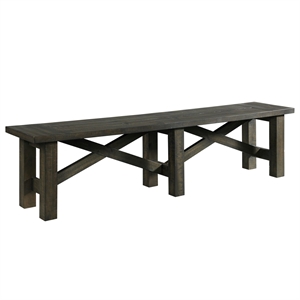 Pemberly Row 72&quot Long Dining Bench in Distressed Gray Wood / Entryway Seating