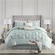 Pemberly Row 7-Piece Polyester Polyoni Comforter Set w/ Pleats in Green