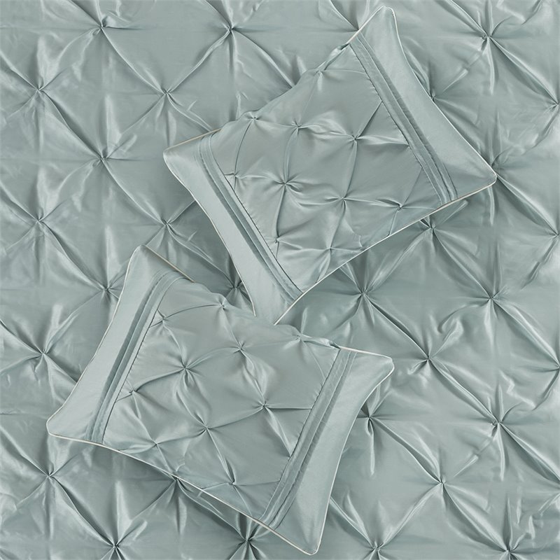 Pemberly Row 7-Piece Polyester Polyoni Comforter Set w/ Pleats in Green