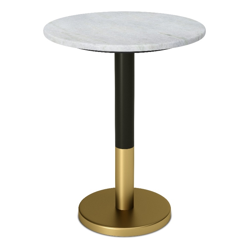 Pemberly Row Modern 16 inch Wide Metal Marble Side Table in White