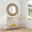 Pemberly Row Wicker/Rattan Engineered Wood Wall Mirror in Brown
