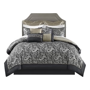 Pemberly Row Modern 24-Piece Fabric Room in a Bag - Black Finish