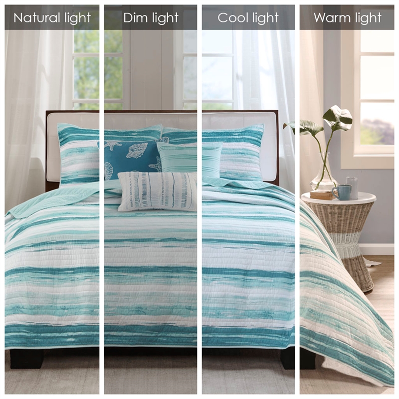 Pemberly Row 6-Piece Quilted Microfiber Coverlet Set in Blue