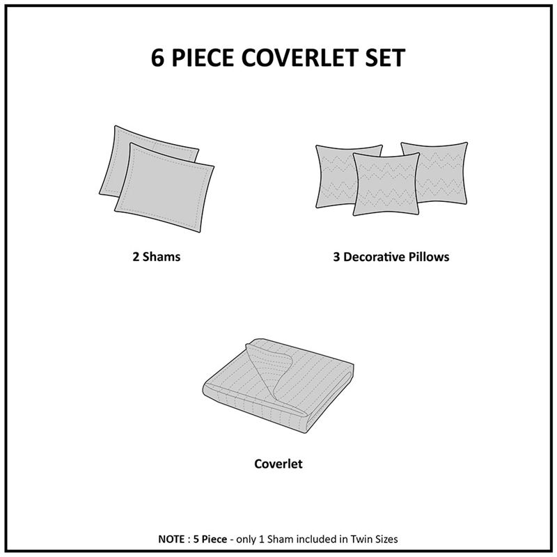 Pemberly Row 6-Piece Quilted Microfiber Coverlet Set in Blue
