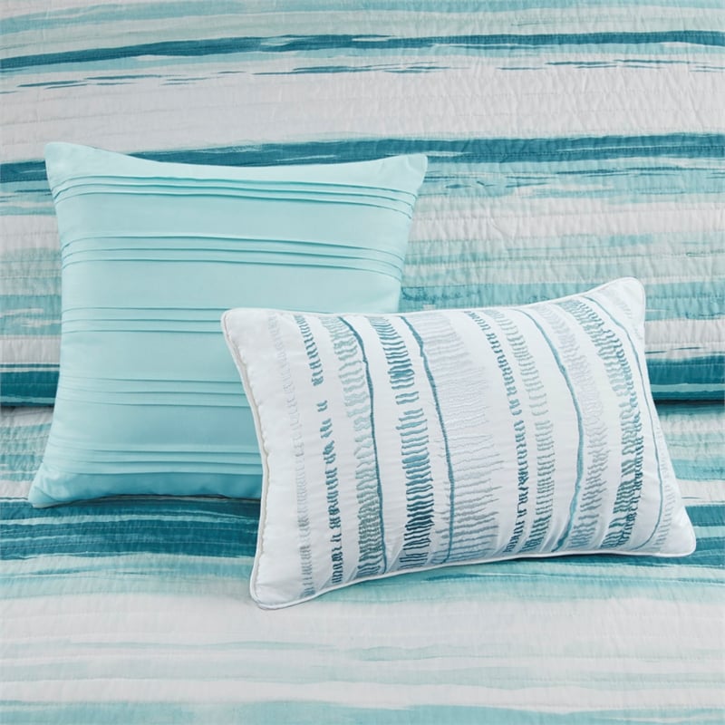 Pemberly Row 6-Piece Quilted Microfiber Coverlet Set in Blue