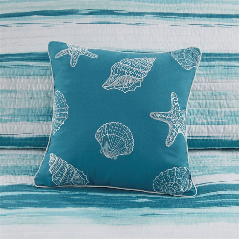 Pemberly Row 6-Piece Quilted Microfiber Coverlet Set in Blue