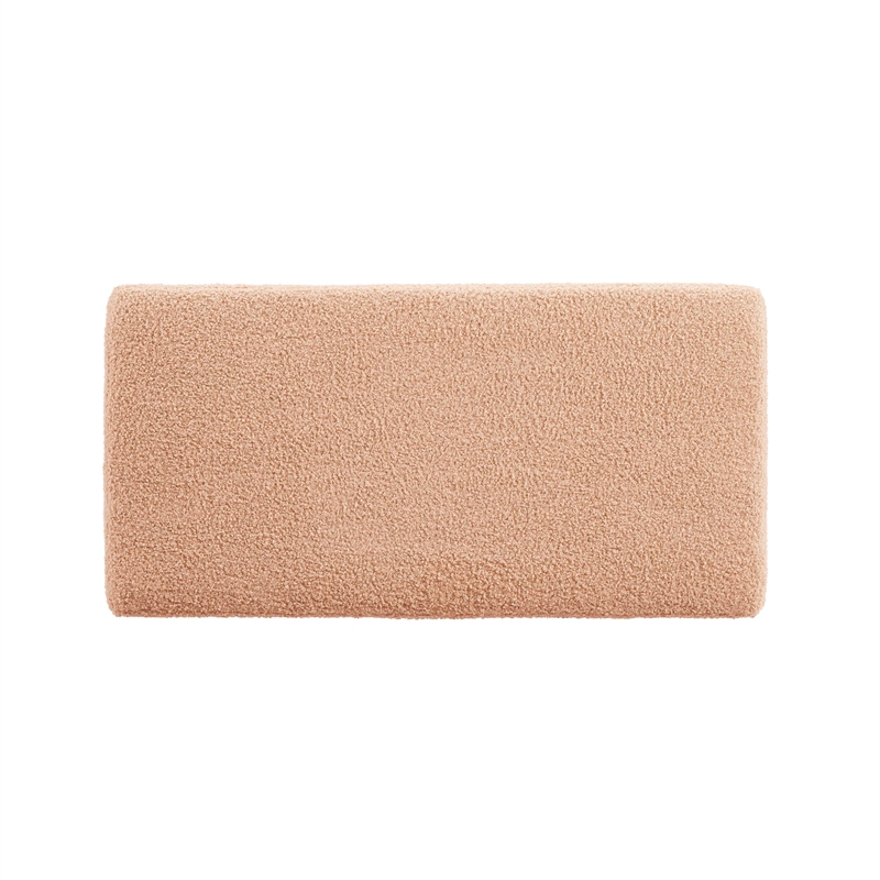 Pemberly Row Contemporary Rectangle Sherpa Storage Ottoman in Tan