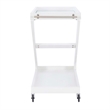 Pemberly Row Wood Z Shaped Rolling Bar Cart with Glass Top in White