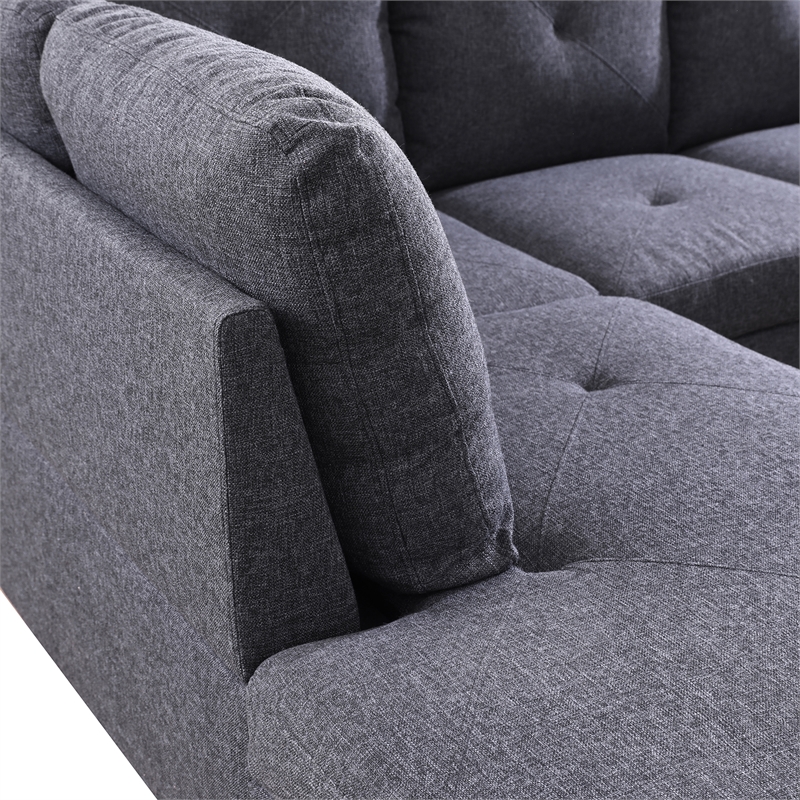 Pemberly Row 2 piece sectional sofa Black Gray Material-Linen