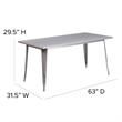 Pemberley Row Metal Silver Dining Table Rectangular Indoor-Outdoor 63