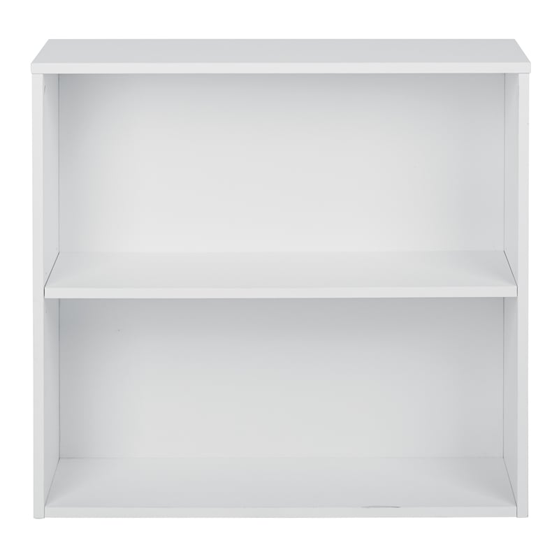 Pemberly Row Modern 30 inch 2 Shelf White Bookcase Engineered Wood