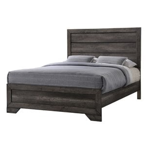 Pemberly Row Modern / Contemporary King Panel Bed in Gray Oak