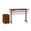 Pemberly Row 72W x 30D Adjustable Desk Set in Hansen Cherry - Engineered Wood