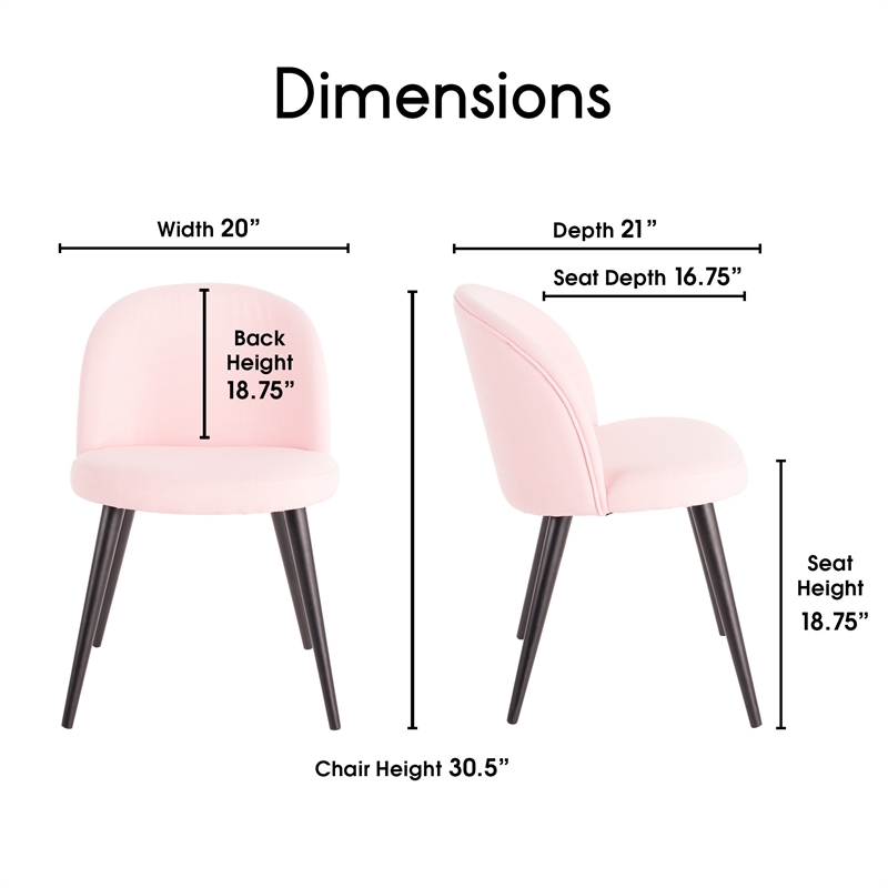 Pemberly Row Modern / Contemporary Vanity Chair in French Pink