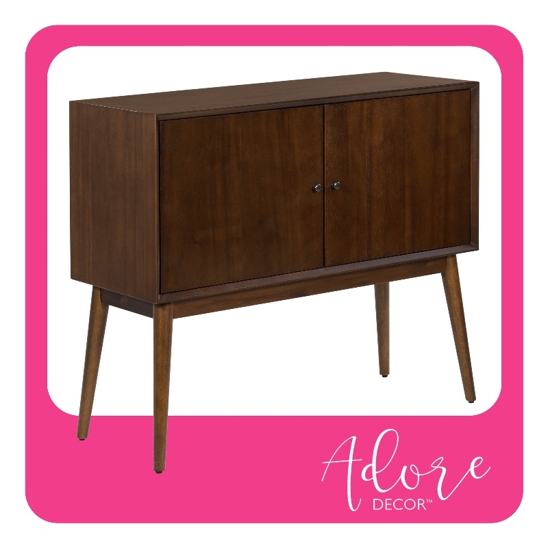 Pemberly Row Contemporary 2 Door Storage Cabinet Walnut Brown