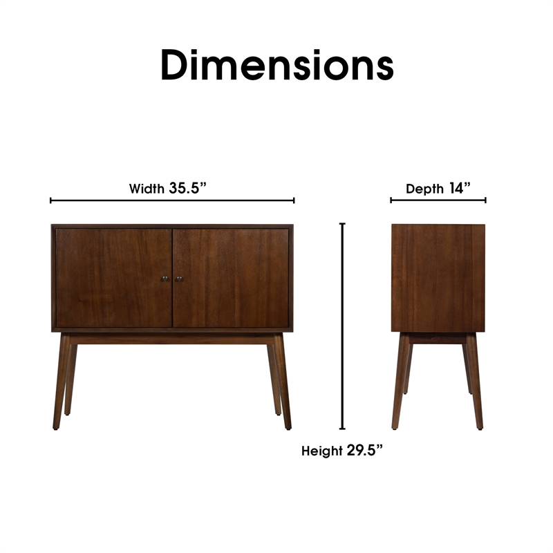 Pemberly Row Contemporary 2 Door Storage Cabinet Walnut Brown