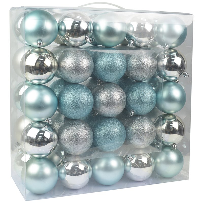 Pemberly Row Contemporary 50 Piece Christmas Tree Ornament Set