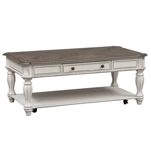 Pemberly Row Magnolia Manor White 3 Piece Set (1-Cocktail 2-End Tables)