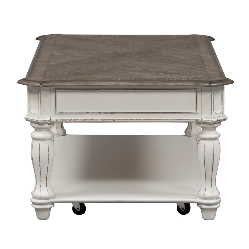Pemberly Row Magnolia Manor White 3 Piece Set (1-Cocktail 2-End Tables)