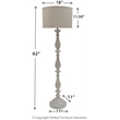Pemberly Row Modern Resin Floor Lamp w/Fabric Shade in White Wash