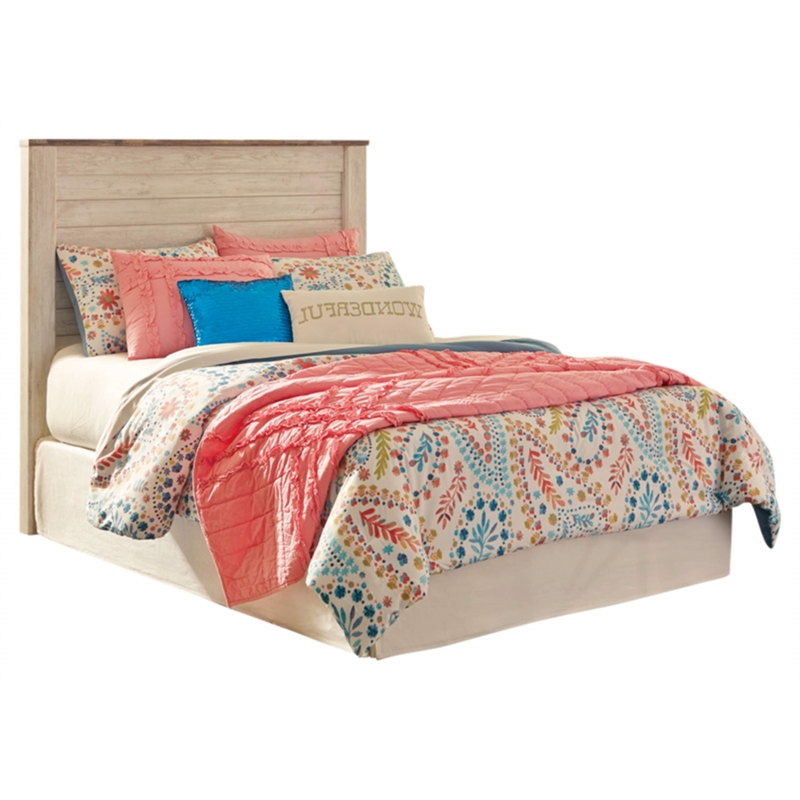 Pemberly Row Modern Adjustable Full Panel Headboard in White