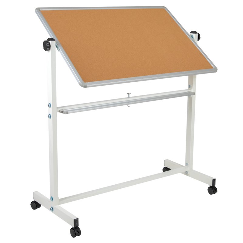 Pemberley Row Aluminum Natural White Reversible Cork Whiteboard Rectangular Self-Healing 55