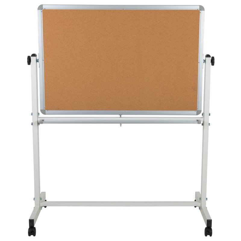 Pemberley Row Aluminum Natural White Reversible Cork Whiteboard Rectangular Self-Healing 55