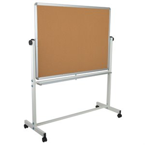 Pemberly Row 63&quot x 53&quot Reversible Cork Whiteboard in Natural White