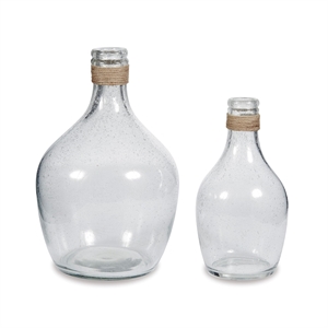 Pemberly Row Contemporary Transitional 2 Piece Glass Vase Set