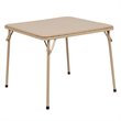 Pemberly Row 3 Piece Square Faux Leather Top Kids Folding Table Set in Tan