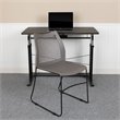 Pemberly Row Perforated Plastic Sled Base Stacking Chair in Gray
