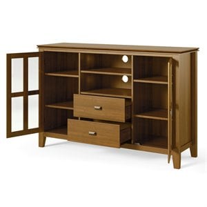 Pemberly Row Wood 53&quot TV Media Stand in Honey Brown For TVs up to 60&quot