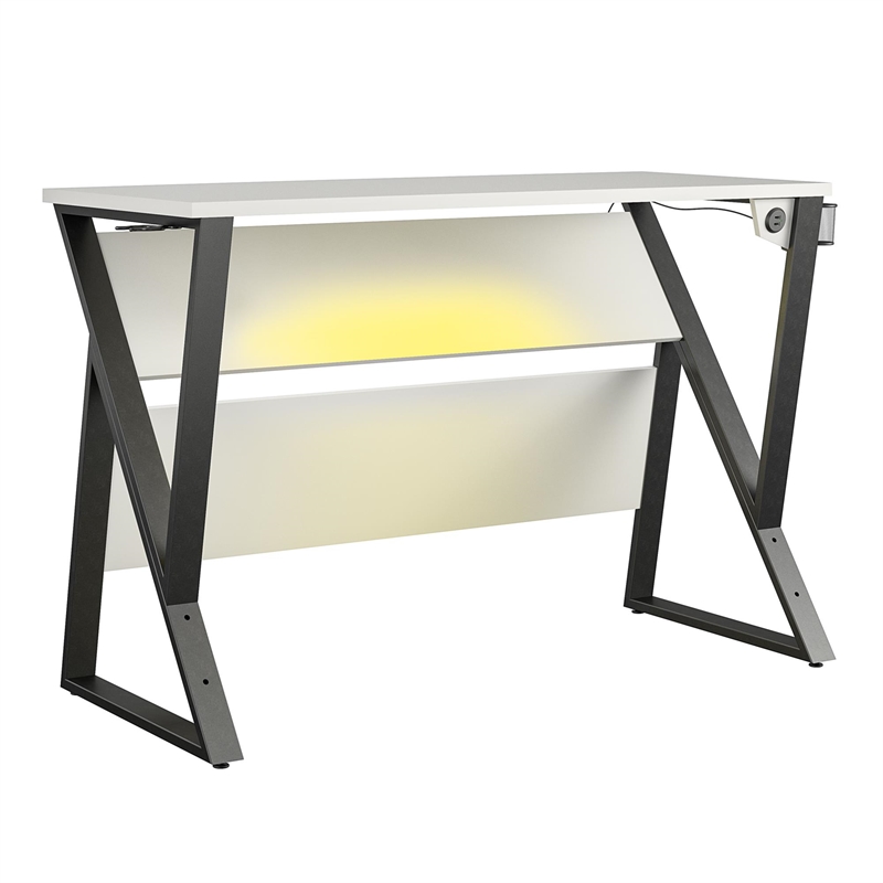 Pemberly Row Modern / Contemporary Adjustable Gaming Desk in White